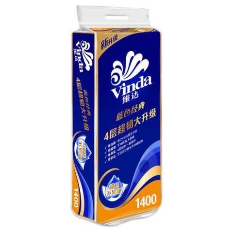 Vinda/维达 蓝色经典4层140g有芯卷筒卫生纸 V4069 10卷/提