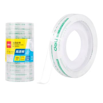 Deli/得力 强韧型文具胶带，8mm*30y*38um 30001 (高透)(12卷/筒) 单位：筒