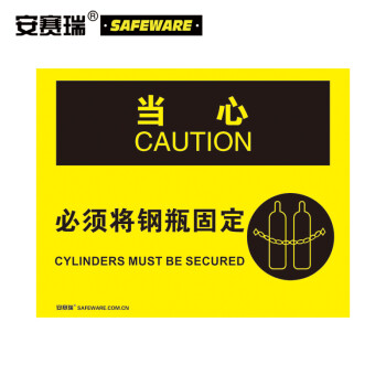 SAFEWARE/安赛瑞 OSHA当心标识-必须将钢瓶固定，不干胶材质，250×315mm，31280