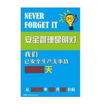 SAFEWARE/安赛瑞 安全生产天数纪录牌-安全至上质量为先，LED自动数显，600×900mm，30107