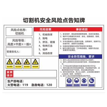 SAFEWARE/安赛瑞 安全风险点告知牌，30x40cm，切割机