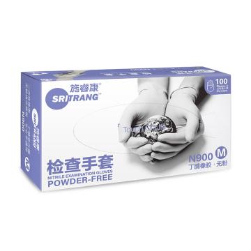 施睿康 一次性丁腈检查手套，无粉紫色3.5g，N900-M，100只/盒，10盒/箱