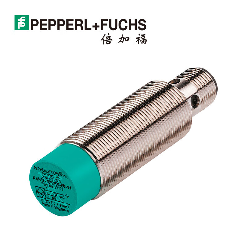 倍加福 (PEPPERL+FUCHS) 圆柱螺纹型电感式接近传感器,3线,M12连接器,检测距离20mm,PNP,电压DC10-30V；NEN20-18GM50-E2-V1