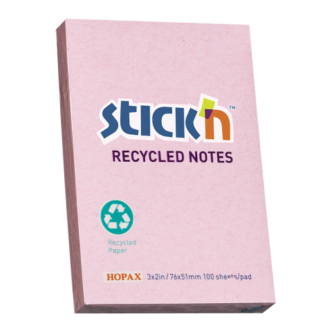 STICK'N/N次贴 环保再生便条纸 粉色 76mm*51mm