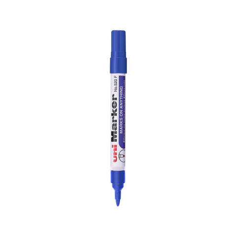 UNI 三菱油性低氯记号笔 1.0-3.0mm（12支/盒） 520F蓝色