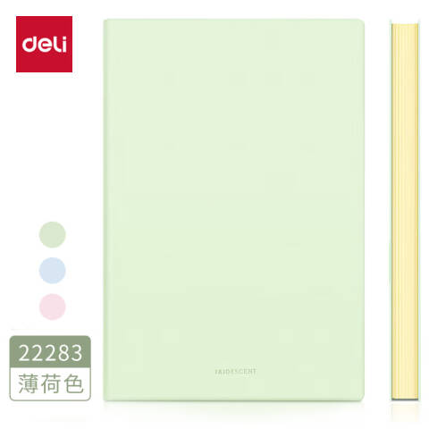 得力deli 22283软面贴芯皮面本-A5-210mm*143mm/96张(浅绿)