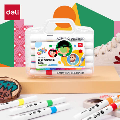 Deli/得力 HM113-12有点艺思丙烯马克笔(混)(盒)