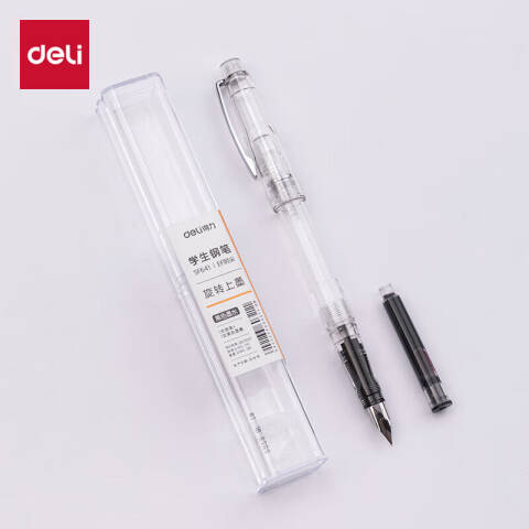 Deli/得力 SF641学生钢笔EF明尖(黑)(1笔+1墨囊/盒）