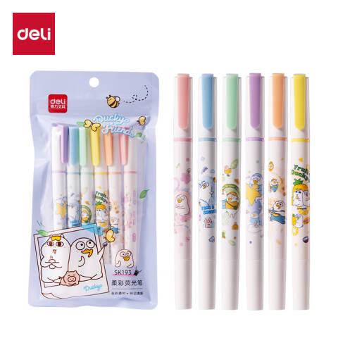Deli/得力 SK193小刘鸭柔彩IP荧光笔(混)(6支/盒)