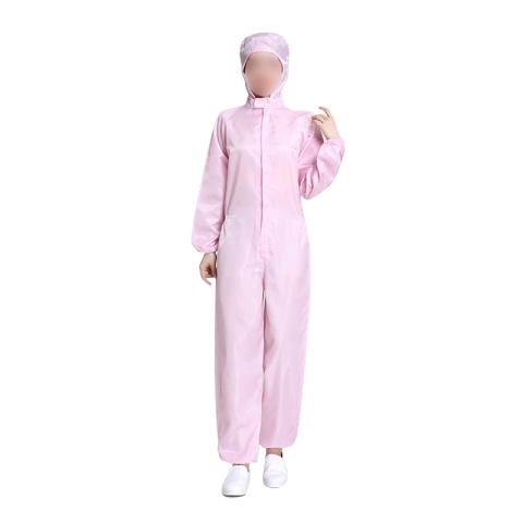 易工鼎 防静电服 连体无尘服连帽工作服防护服 粉色3XL码
