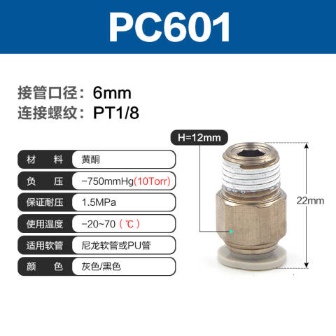 AirTAC/亚德客 螺纹直通管接头 PC601