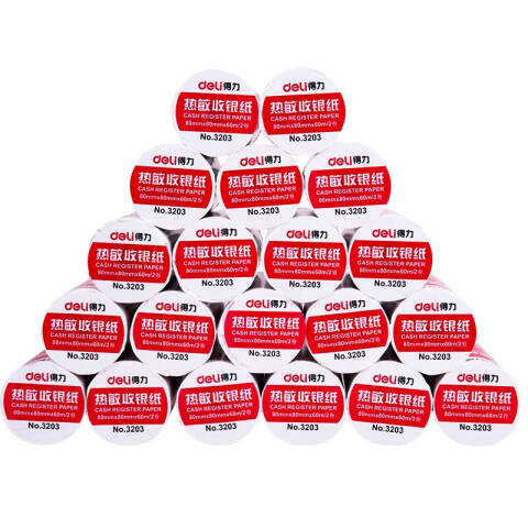 Deli/得力 3203莱茵河热敏收银纸80*80型(混)(2卷/筒)