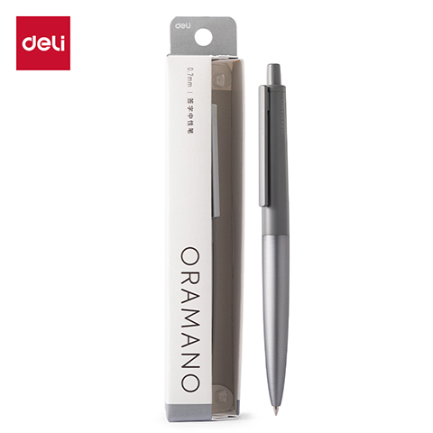 Deli/得力 A9-07臻顺滑金属按动签字中性笔0.7mm(竹月色)(1支/盒)