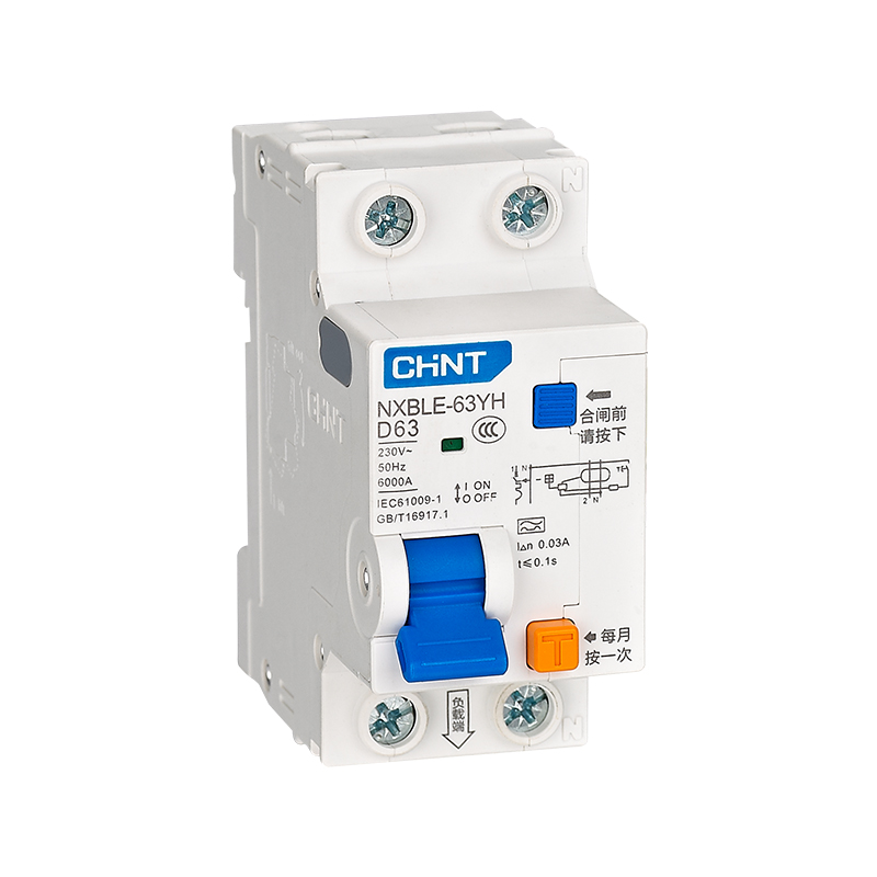 CHINT/正泰 NXBLG-63YH 剩余电流动作断路器(带过压) NXBLG-63YH 1P+N C32 30mA 6kA(带过压)