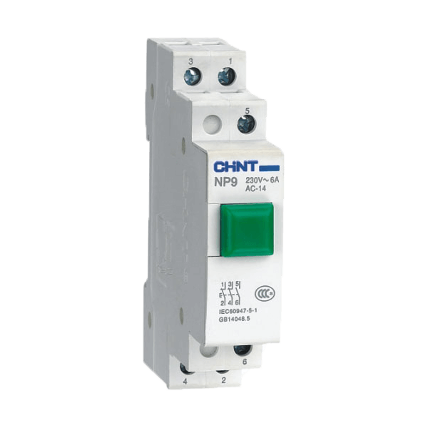 CHINT/正泰 NP9 导轨式按钮 NP9-21D3/2 24V 红色 带灯(R)
