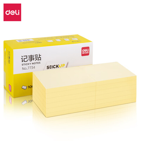 Deli/得力 7734记事贴(淡黄)76*101mm(包)