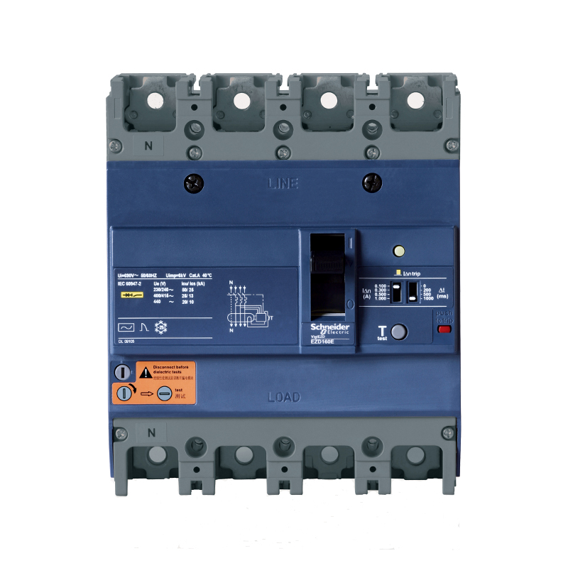施耐德 EZD塑壳漏电保护断路器 VIGIEZD160E-160A 4P 漏电跳闸(新)