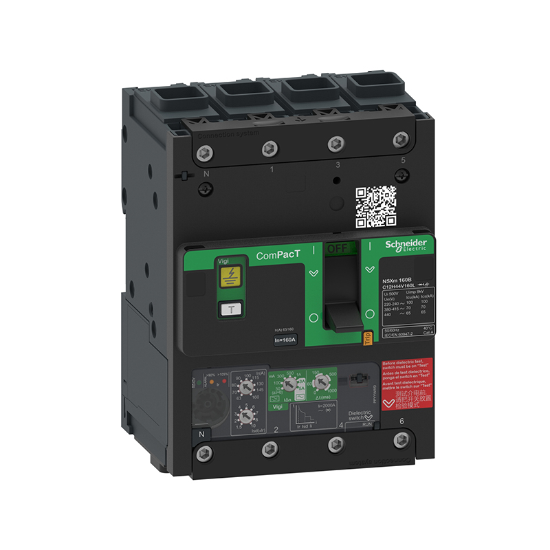 施耐德 NSX100 160m 塑壳漏电保护断路器 VIGINSX100M E MIC4.1(ELCB) 100A 4P EVERLINK连接器 (新)