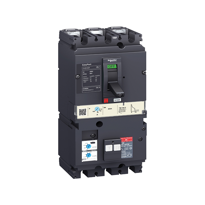 施耐德 CVS塑壳漏电保护断路器 VIGICVS160F TM100D 3P3D(3P)漏电脱扣