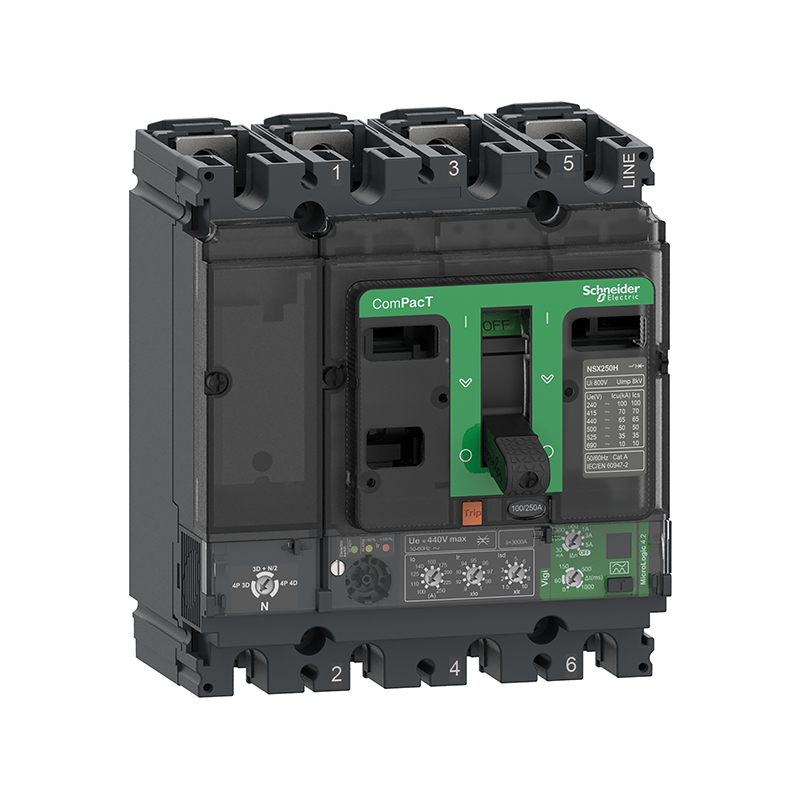 施耐德 NSX 塑壳漏电保护断路器 VIGINSX160N MIC4.2 100A 4P4D (4P) 固定式前接线 (新)