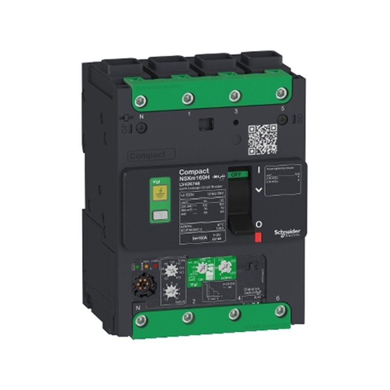 施耐德 NSXm 塑壳漏电保护断路器 VIGINSXM160E MIC4.1(ELCB) 160A 4P4D 固定式 EVERLINK连接器