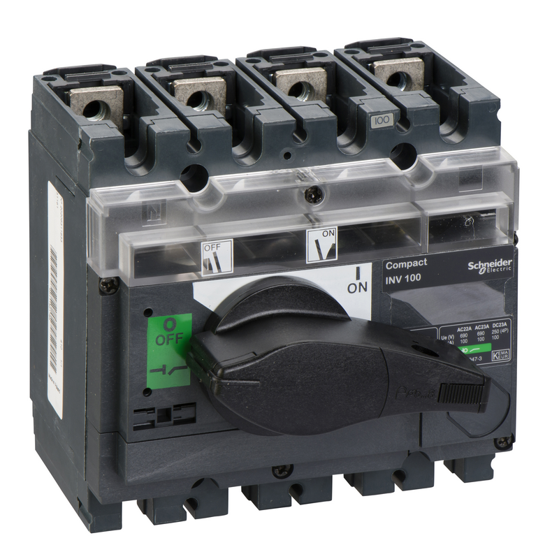 施耐德 INV 隔离开关 INV100 4P 标准产品、黑色手柄带可视断点(31161)