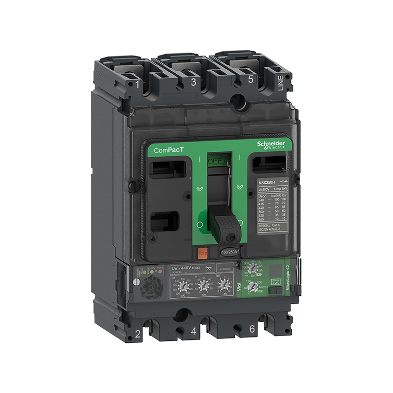 施耐德 NSX 塑壳漏电保护断路器 VIGINSX100N MIC4.2 100A 3P3D (3P) 固定式前接线 (新)