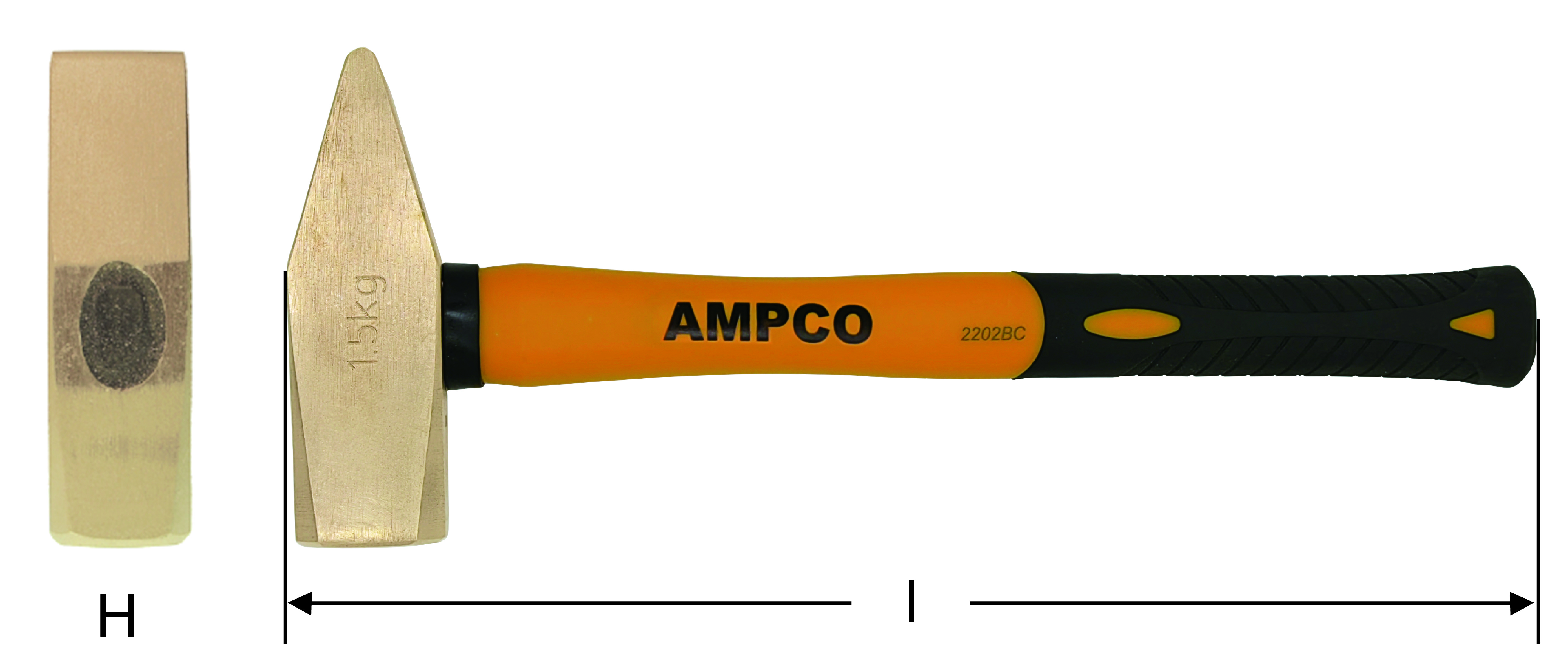 AmpcoSafetyTools/安博科防爆工具 防爆纤维柄德式横头锤  铝青铜 FT1000A