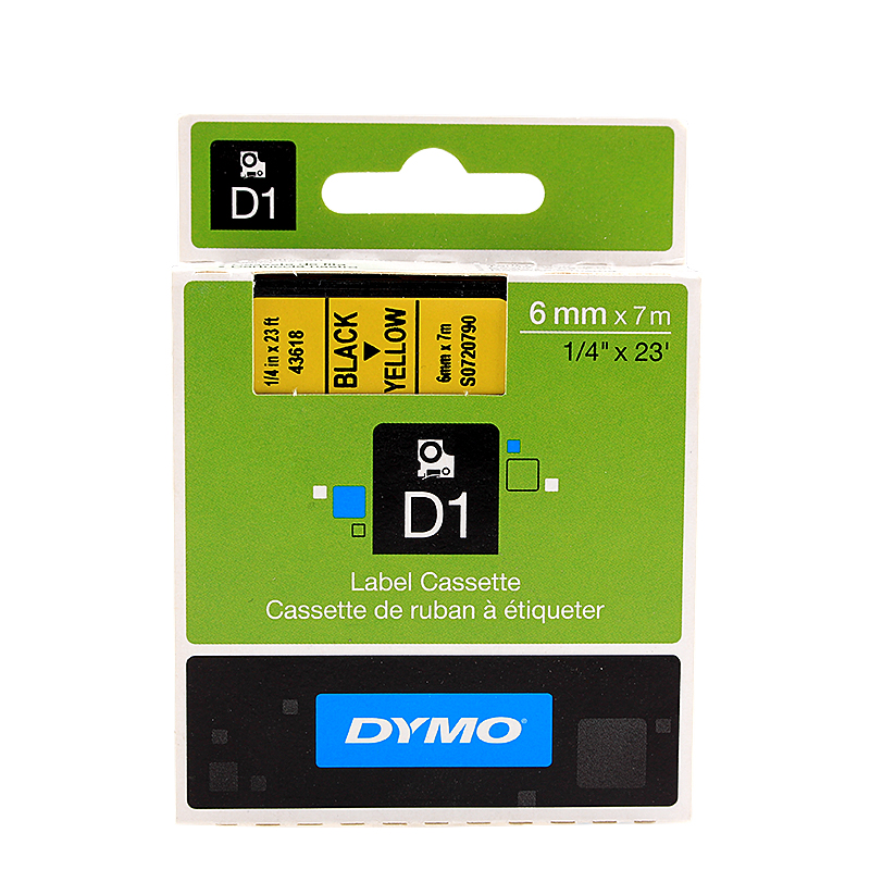 DYMO 商用D1电子标签带 黄底/黑字 6mm*7m