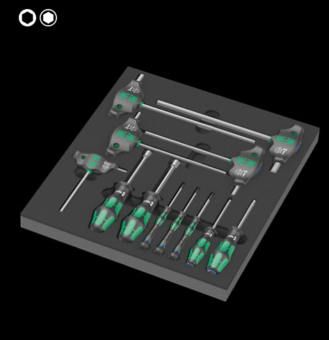 WERA/维拉 用于工具车的托盘组套9713 Foam  Hex screwdriver set 1 05150104001