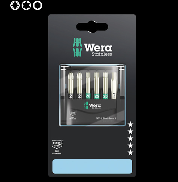WERA/维拉 Bit-Check 6不锈钢批头吊卡套装 1 05073634001
