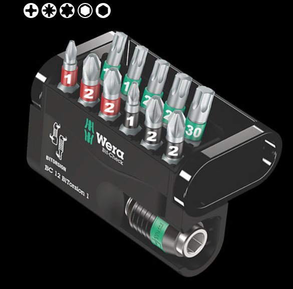 WERA/维拉 Bit-Check 12 BiTorsion 1 批头套装 05057420001