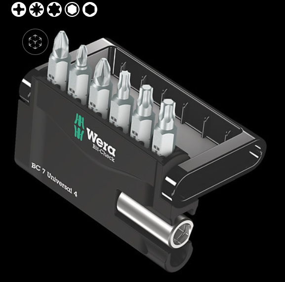WERA/维拉 Bit-Check 7 Universal 4批头套装 05135810001