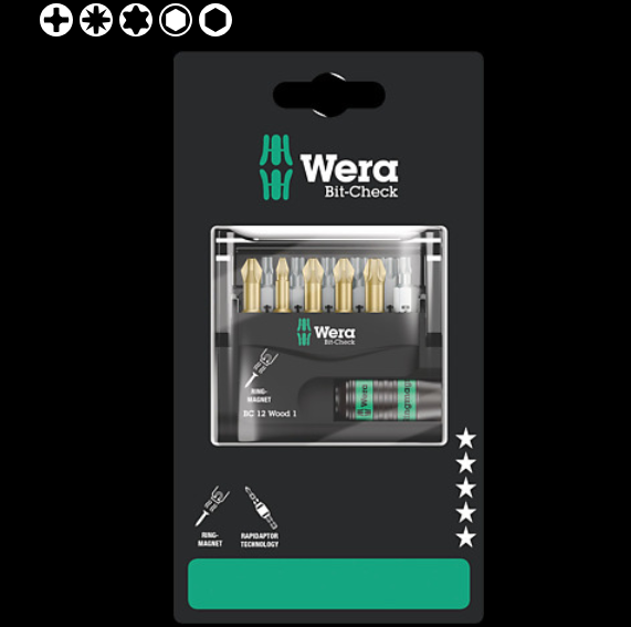 WERA/维拉 Bit-Check 12件批头套装 Wood 1 SB 05136390001