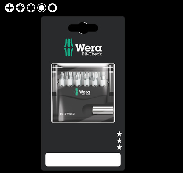 WERA/维拉 Bit-Check 12件批头套装 Wood 2 SB 05136391001