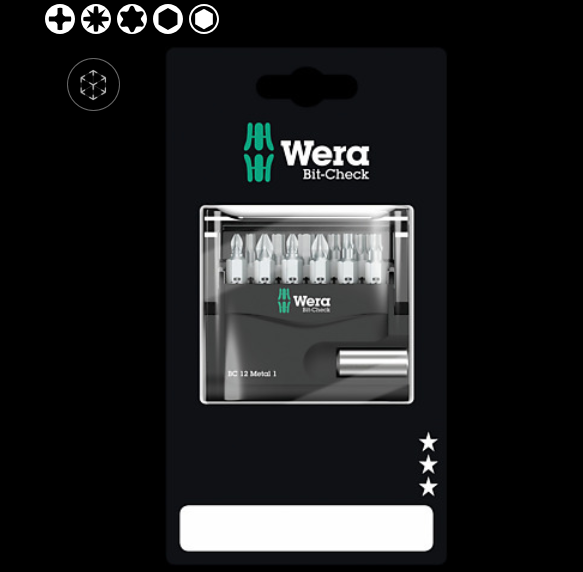 WERA/维拉 Bit-Check 12件批头套装 Metal 1 SB 05136393001