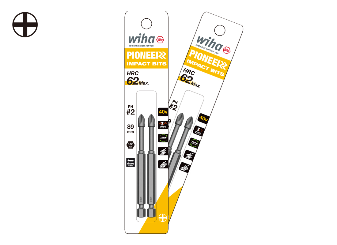 WIHA/威汉 先锋型系列冲击批头2支装，PH2x150mm 93004C