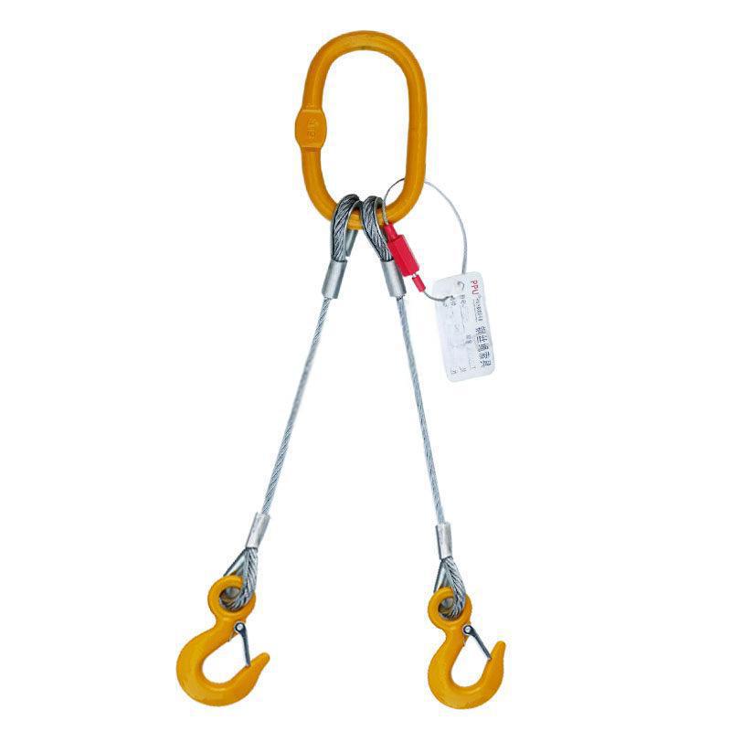 PPU/品尔优 双腿钢丝绳成套压制索具(美式眼型货钩) UPS06 1m-450kg -1m