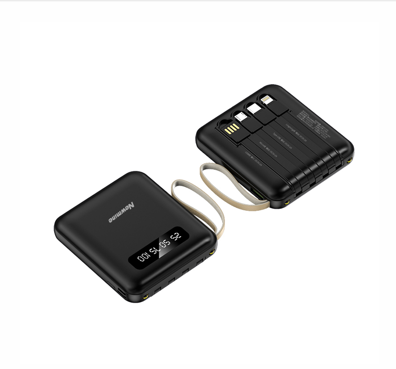 纽曼（Newmine）M102 10000毫安迷你自带四线移动电源 黑色