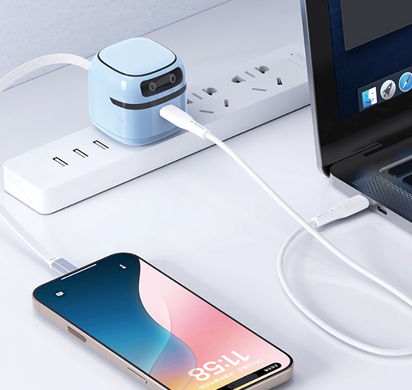 WiWU 小吉 65W GaN伸缩线快充适配器 Wi-U037 萤火黄